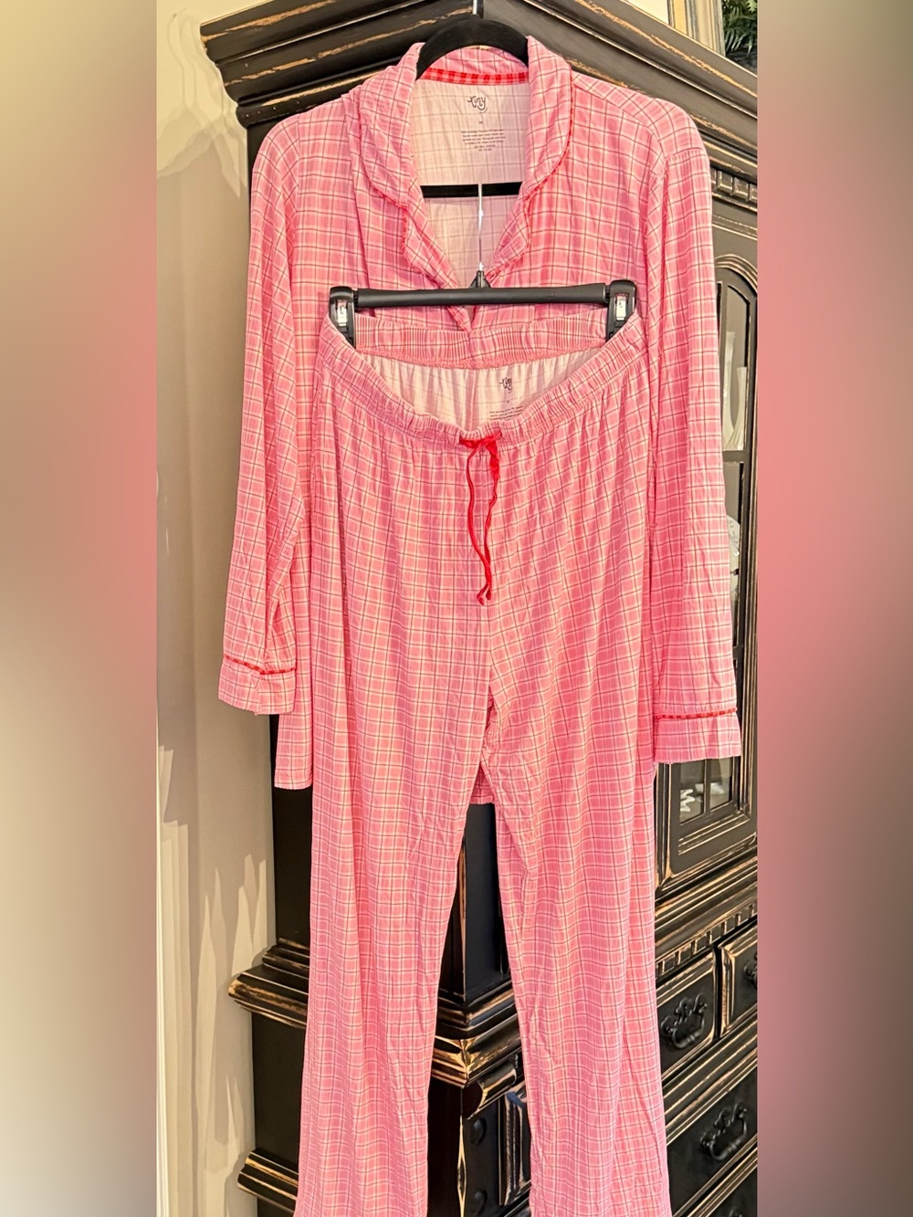 Tiny Talulah Pink Plaid Bamboo Viscose Pajama Set Medium